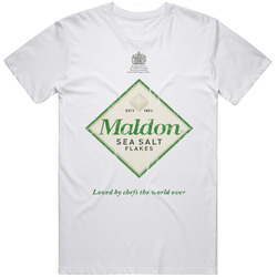 Maldon Sea Salt Cool Condiments Food Gift Distressed Retro Graphic Unisex Cotton White Classic T Shirt