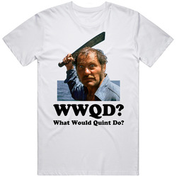 What Would Quint Jaws Do Retro Graphic Unisex Cotton White Classic T Shirt