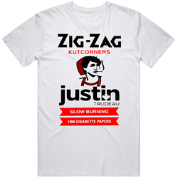 Zig-zag Justin Trudeau Liberal Pot Weed Zigzags Retro Graphic Unisex Cotton White Classic T Shirt