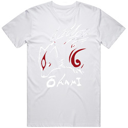 Okami Video Wolf Game Artistic Anime Retro Graphic Unisex Cotton White Classic T Shirt