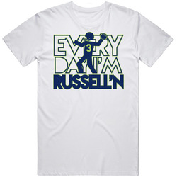 Everyday Im Russelling Russell Wilson Seattle Qb Wisconsin Football Retro Graphic Unisex Cotton White Classic T Shirt