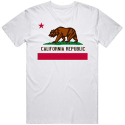 State Of California Flag Retro Graphic Unisex Cotton White Classic T Shirt