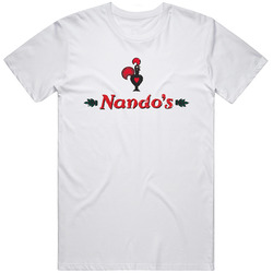 Nandos Fast Food Restaurant Distressed Look Retro Graphic Unisex Cotton White Classic T Shirt