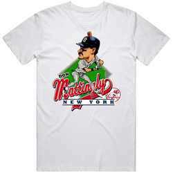 Don Mattingly Retro Baseball Caricature Retro Graphic Unisex Cotton White Classic T Shirt