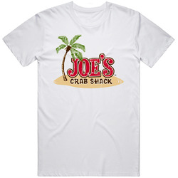 Joes Crab Shack Fast Food Restaurant Distressed Look Retro Graphic Unisex Cotton White Classic T Shirt