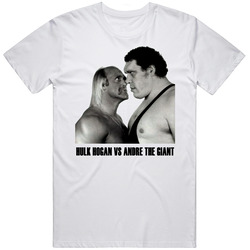 Hulk Hogan Vs Andre The Giant Retro Wrestling Retro Graphic Unisex Cotton White Classic T Shirt
