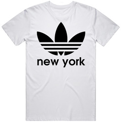 New York Best City Adidas Logo Retro Graphic Unisex Cotton White Classic T Shirt