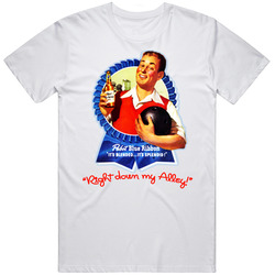 Pabst Blue Ribbon Beer Bowling Retro Graphic Unisex Cotton White Classic T Shirt