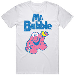 Mr Bubble Retro Vintage Bubblebath Logo Grunge Worn Look Retro Graphic Unisex Cotton White Classic T Shirt