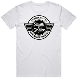 Steak N Shake Fast Food Restaurant Distressed Look Retro Graphic Unisex Cotton White Classic T Shirt