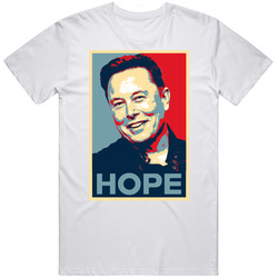 Elon Musk Hope Poster Icon Entreprenuer Spacex Tesla Creator Fan Retro Graphic Unisex Cotton White Classic T Shirt