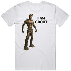 I Am Groot Retro Graphic Unisex Cotton White Classic T Shirt