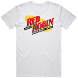 Red Robin Fast Food Restaurant Distressed Look Retro Graphic Unisex Cotton White Classic T Shirt