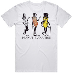 Mr Peanut Evolution Snack Mascot Retro Graphic Unisex Cotton White Classic T Shirt