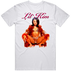 Lil Kim Poster Rap Hip Hop Retro Graphic Unisex Cotton White Classic T Shirt