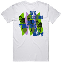 Get Happy Elvis Costello And The Attractions Retro Graphic Unisex Cotton White Classic T Shirt