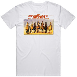 The Magnificent Seven Retro Movie Western Retro Graphic Unisex Cotton White Classic T Shirt