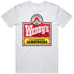 Wendys Fast Food Restaurant Distressed Look Retro Graphic Unisex Cotton White Classic T Shirt