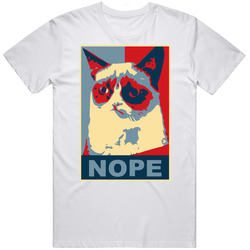 Grumpy Cat Nope Hope Poster Funny Meme Retro Graphic Unisex Cotton White Classic T Shirt