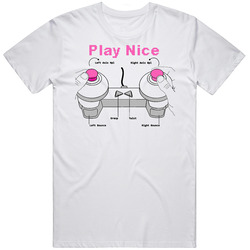 Play Nice Nipple Controller Funny Video Game Retro Graphic Unisex Cotton White Classic T Shirt