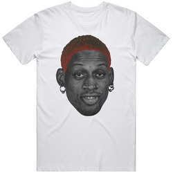Dennis Rodman Big Head Chicago Basketball Fan Retro Graphic Unisex Cotton White Classic T Shirt