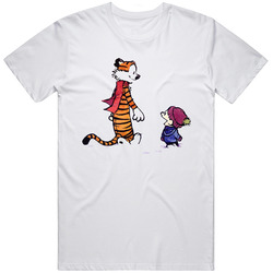 Calvin And Hobbes Exploring Snow Retro Graphic Unisex Cotton White Classic T Shirt