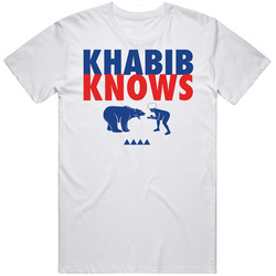 Khabib Knows Nurmagomedov Russian Mixed Martial Artist Fighting A Bear Retro Graphic Unisex Cotton White Classic T Shirt