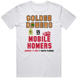 Golden Domers Vs Mobile Homers Notre Dame Alabama Retro Graphic Unisex Cotton White Classic T Shirt