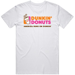 Dunkin Donuts Label Logo Retro Graphic Unisex Cotton White Classic T Shirt Dunkin Donuts Label Logo Retro Graphic Unisex Cotton White Classic T Shirt