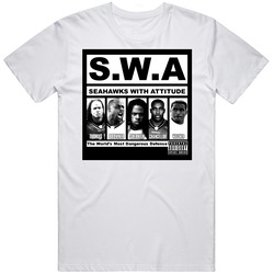 Seahwaks With Attitude Swa Richard Sherman Booby Wagner   Football Retro Graphic Unisex Cotton White Classic T Shirt
