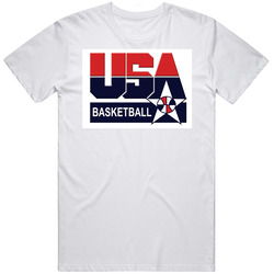 Usa Basketball Logo Retro Graphic Unisex Cotton White Classic T Shirt
