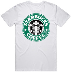 Starbucks Logo Popular Coffee Shop Java Joe Drink Food Gift Retro Graphic Unisex Cotton White Classic T Shirt