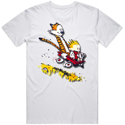 Calvin And Hobbes Retro Graphic Unisex Cotton White Classic T Shirt
