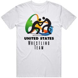 United States Wrestling Team Rio 2016 Olympic Event Logo Retro Graphic Unisex Cotton White Classic T Shirt