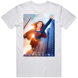 Supergirl Tv Show Ad Comic Books Super Hero Retro Graphic Unisex Cotton White Classic T Shirt