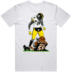 Juju Pittsburgh Football Standing Over Burfict Retro Graphic Unisex Cotton White Classic T Shirt