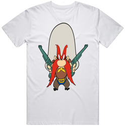 Looney Tunes Yosemite Sam Graphic White Cotton Unisex Retro Graphic Unisex Cotton White Classic T Shirt