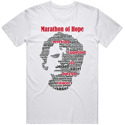 Terry Fox Marathon of Hope T Shirt Custom Order Working together to outrun cancer Retro Graphic Unisex Cotton White Classic T Shirt