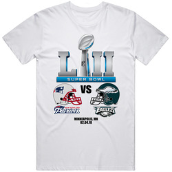 Super Bowl 52 T Shirt New England Patriots Vs Philadelphia Eagles  Retro Graphic Unisex Cotton White Classic T Shirt