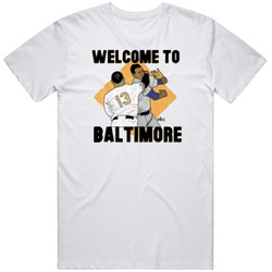 Manny Machados Welcome To Baltimore Popular Retro Graphic Unisex Cotton White Classic T Shirt
