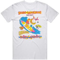 Spuds Mackenzie Bud Light The Orginal Party Animal Retro Graphic Unisex Cotton White Classic T Shirt