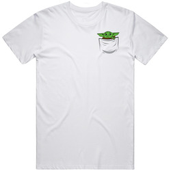Baby Yoda In A Pocket Cute Star Wars The Mandalorian Fan Retro Graphic Unisex Cotton White Classic T Shirt