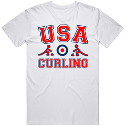 Usa Curling T Shirt 2014 Sochi Olympics Retro Graphic Unisex Cotton White Classic T Shirt