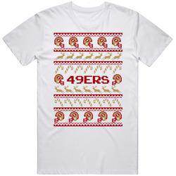 49ers Football Ugly Christmas Sweater T Shirt - San Francisco 49ers Team Colors Retro Graphic Unisex Cotton White Classic T Shirt