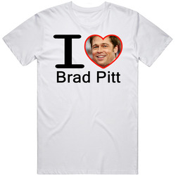 I Heart Love Brad Pitt Retro Graphic Unisex Cotton White Classic T Shirt