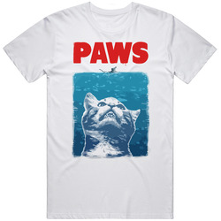 Paws Cute Cat Retro Graphic Unisex Cotton White Classic T Shirt