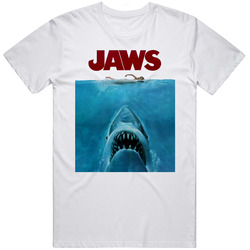 Jaws Retro Graphic Unisex Cotton White Classic T Shirt