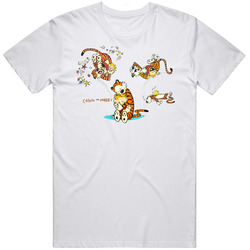 Calvin And Hobbes  2 Retro Graphic Unisex Cotton White Classic T Shirt