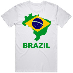 New Flag Map Brazil Retro Graphic Unisex Cotton White Classic T Shirt