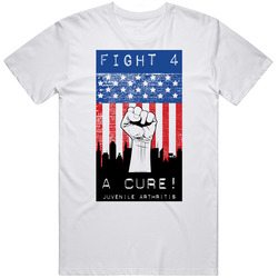 Fight 4 A Cure (flag) Retro Graphic Unisex Cotton White Classic T Shirt